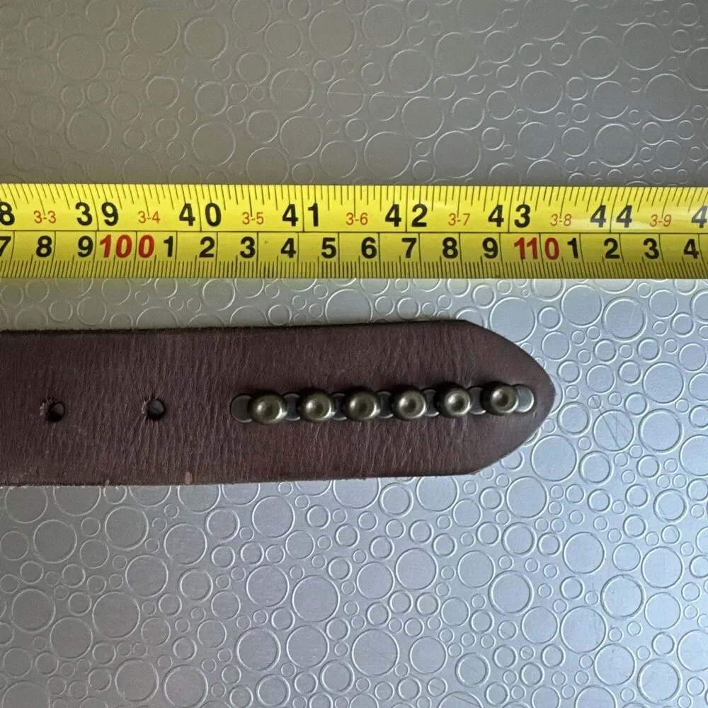 Replay Italian Leather Studded Belt Brown Bronze Steampunk Moto - Size 100 US 38